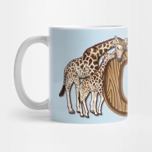 Mom and Baby Giraffe Monogram C Mug